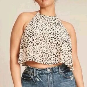 11 Honore Plus Size 22 Animal Print Crop Top NWT